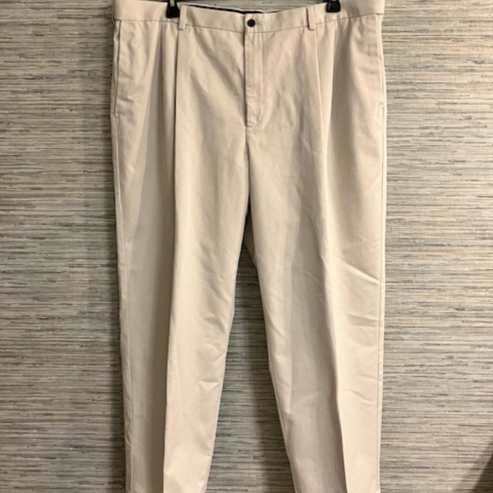 HAGGAR -  Men's Size 44/30 Khaki Pleated Front Pants